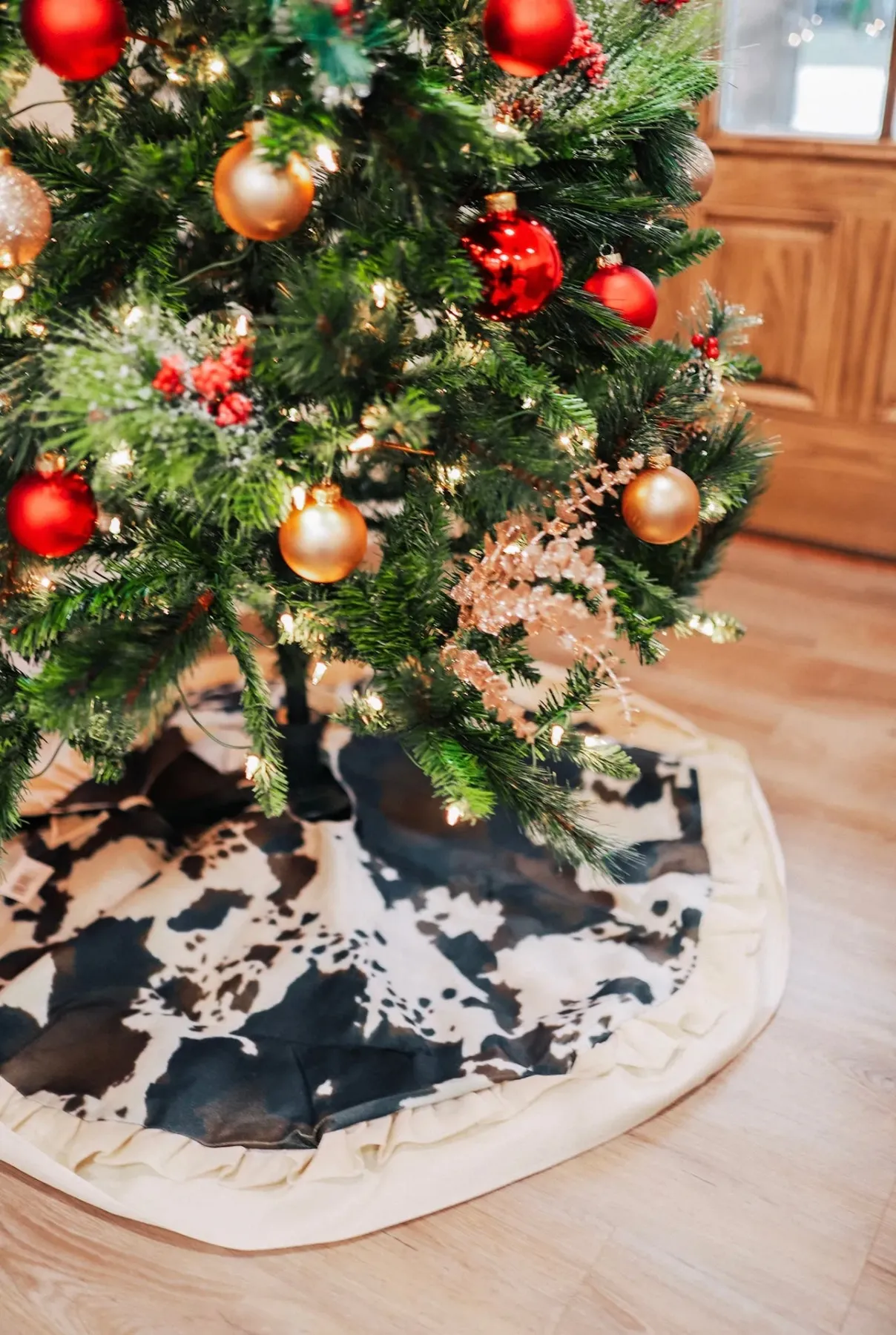 Brown Cowhide Christmas Tree Skirt - Front Porch Wholesale