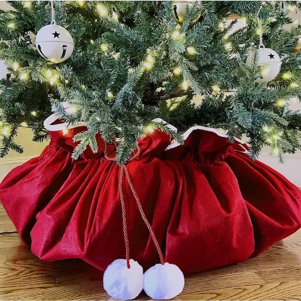 Burgundy Christmas Tree Stunning Skirt , FabricLA Personalized Faux Fur Cut 48-Inches With
