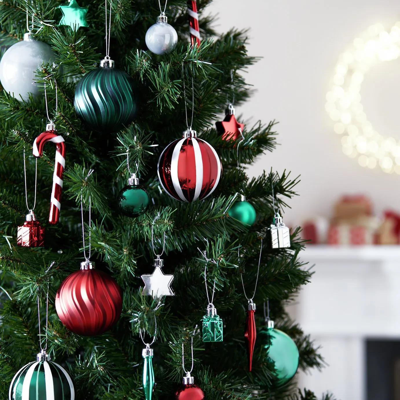Buy Argos Home Pack Of 49 Christmas Baubles- Red, Green & Silver | Christmas tree decorations | Argos