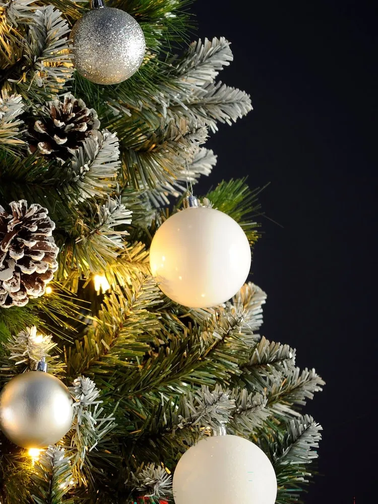 Buy Festive 7ft Prelit Frosted Grand River Pine Christmas Tree with Cones  from the Next UK online shop