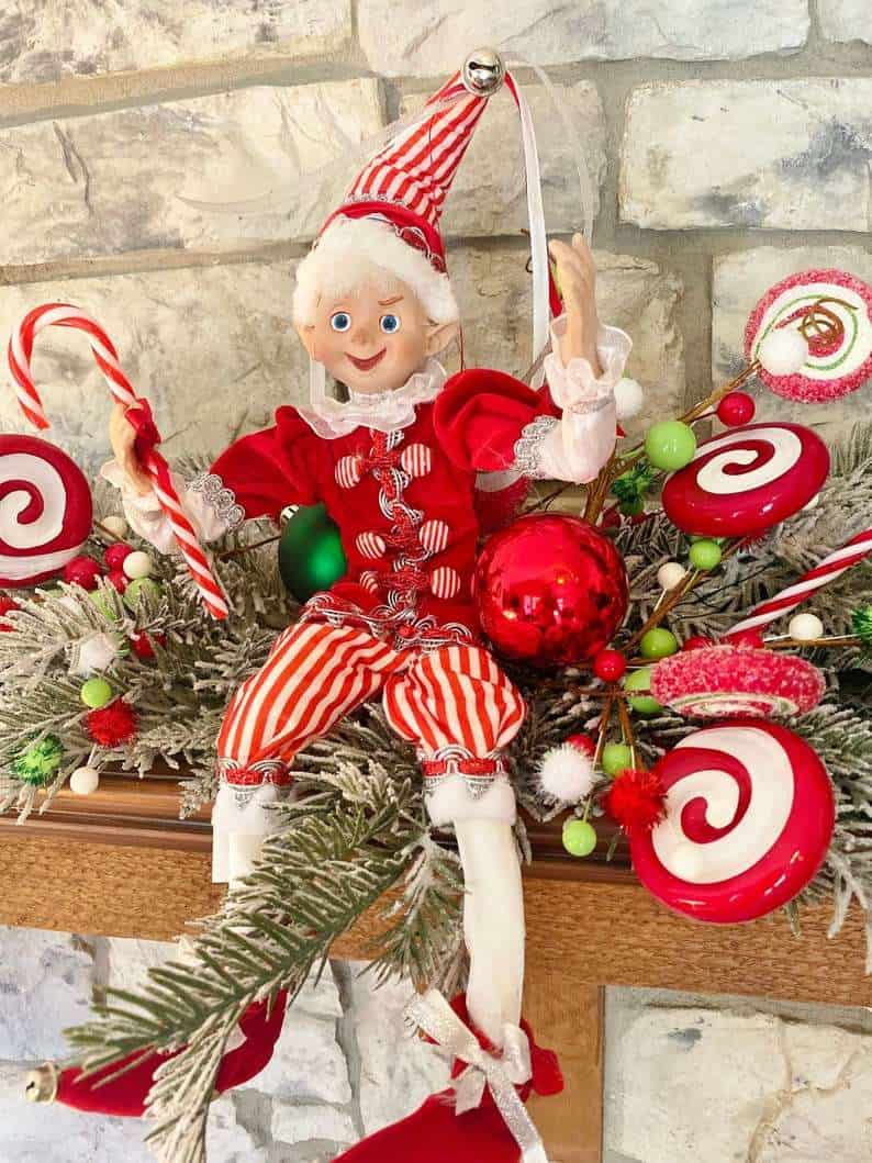 Candy Cane Elf in Red & White - Timeless Floral Boutique