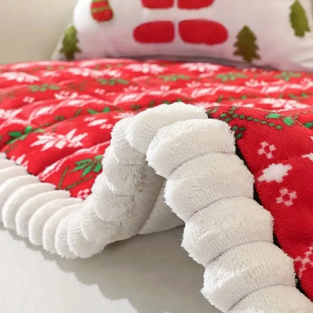 Casa & Beyond | Festive Holiday Winter Sofa Cover | 27.5'x59' | Festive Red