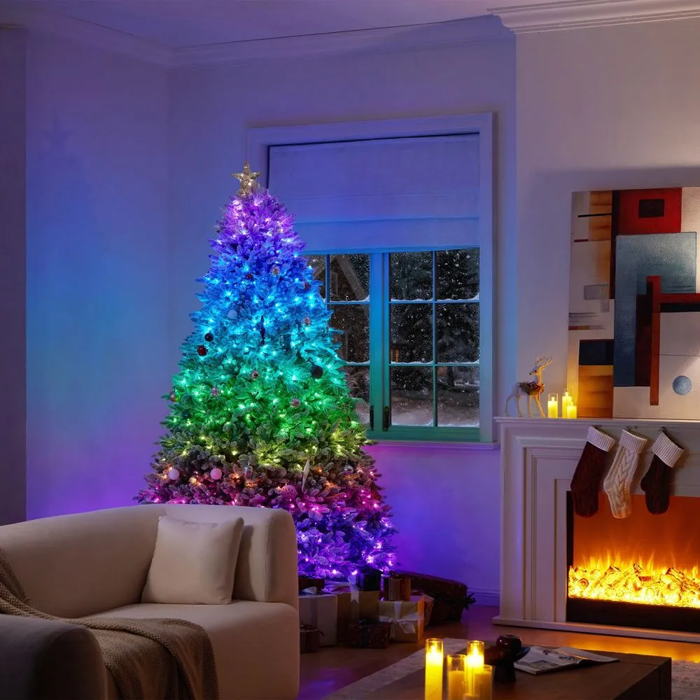CastGlow 7.5 Ft Pre-Lit Flocked Artificial Christmas Tree | HERNEST