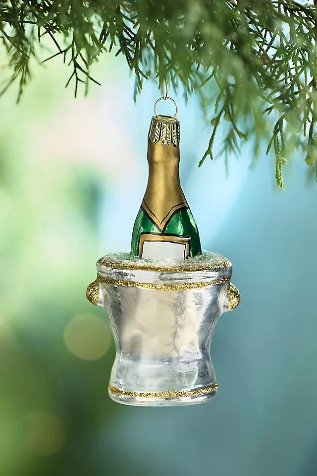 Champagne Bucket Glass Ornament | Terrain