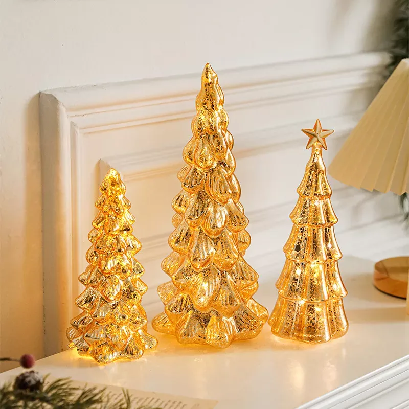 Champagne Glass Christmas Tree with Lights- Set of 3 - Angel Tree Topper Shop