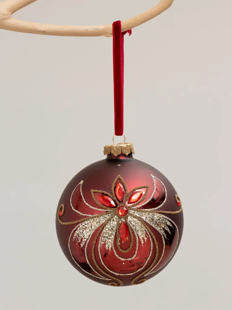 chehoma | Christmas decorations - Christmas ornaments - Xmas ball burgundy  with diamonds [#35795]