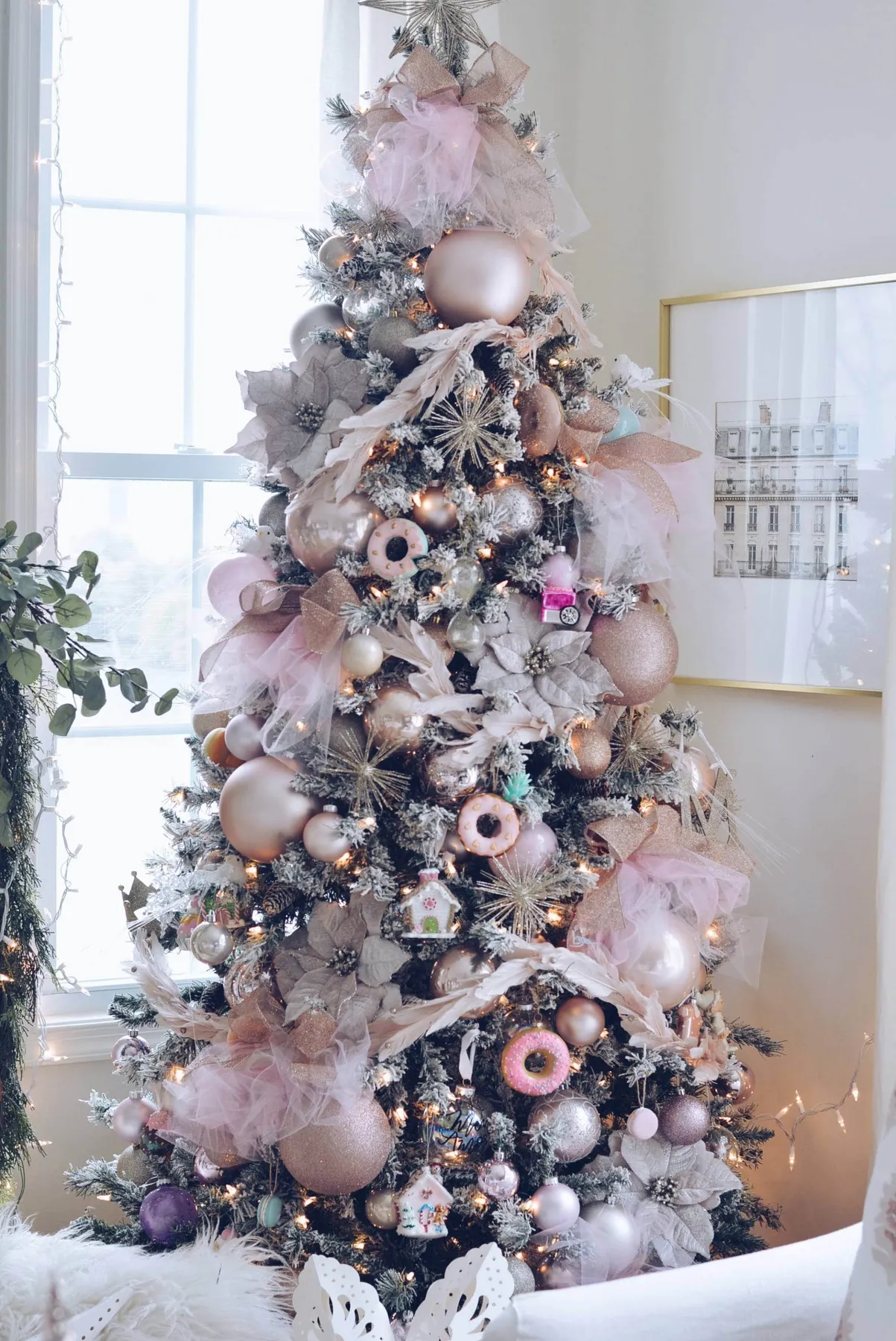 Chic Pink Christmas Tree Decor 2026 - My Cancer Chic Pink/Grey/Cream Christmas Tree Ornaments