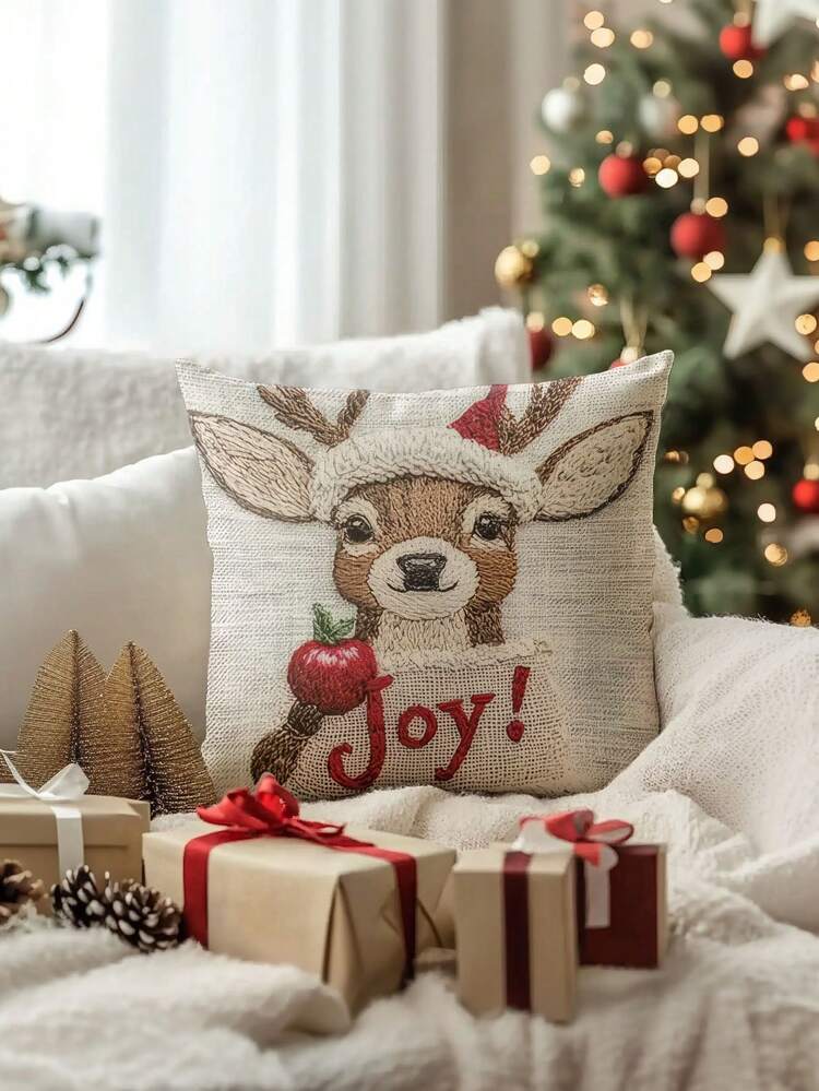 Christmas Best Seller]2pcs, 2D Digital Print Faux Embroidery, Linen Blend  Craft, Santa Claus, Christmas Tree, Reindeer, Snowman, Snowflake, Christmas,  Merry Christmas Decor, Hypoallergenic Polyester