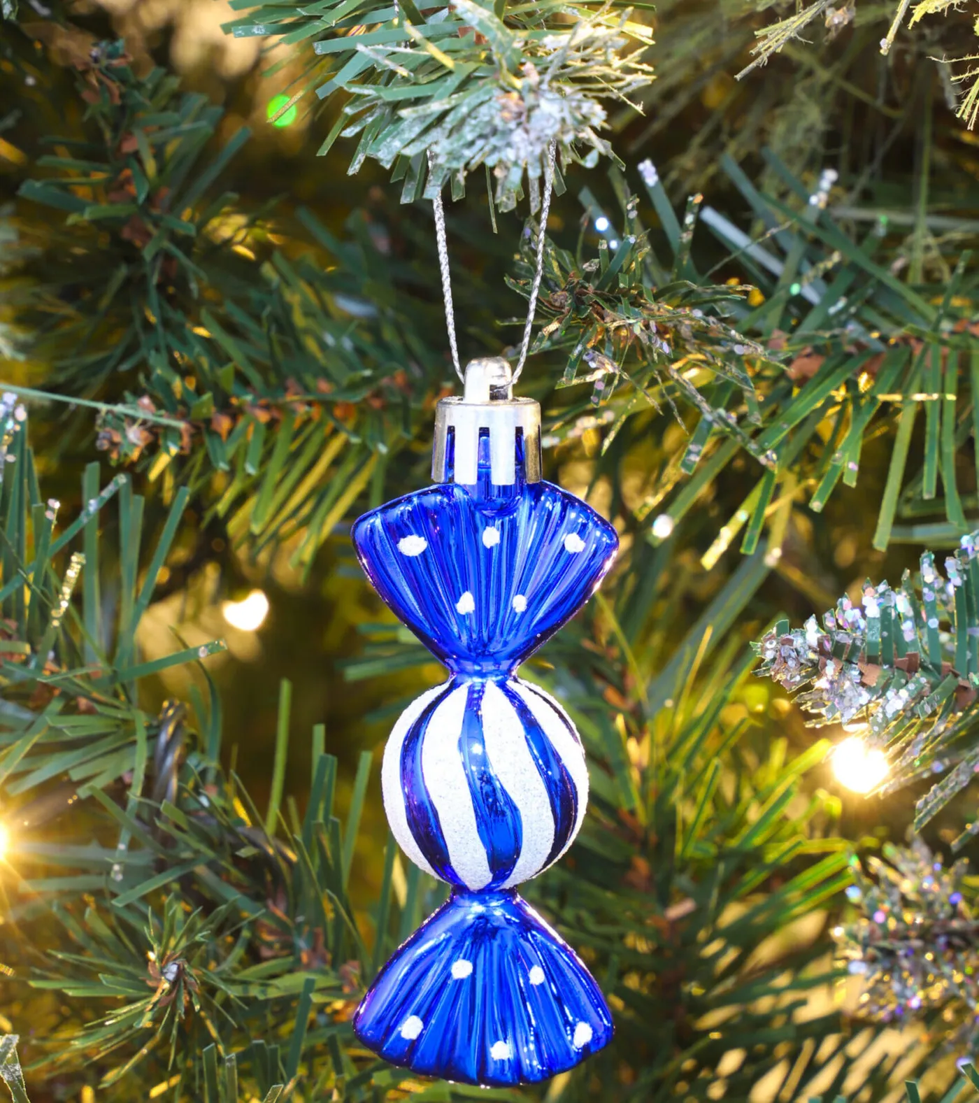 Christmas Concepts® Pack of 6-8cm Mini Sweet Shaped Baubles – Shiny & Glitter Decorated – Christmas Tree Decorations (Royal Blue)