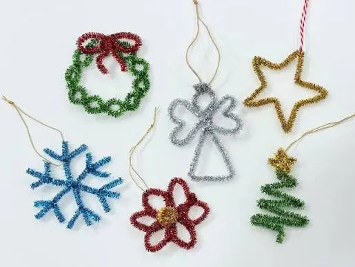 Christmas Crafts Vintage Pipe Cleaner Christmas Ornaments Pipe Cleaner Christmas Ornaments Pipecleaner Icicle Christmas Ornament, Vintage
