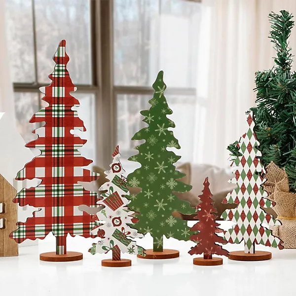 Christmas Decorations for Indoors 5 Sizes of Wooden Christmas Tree Signs Christmas  Decorations for Home Decor