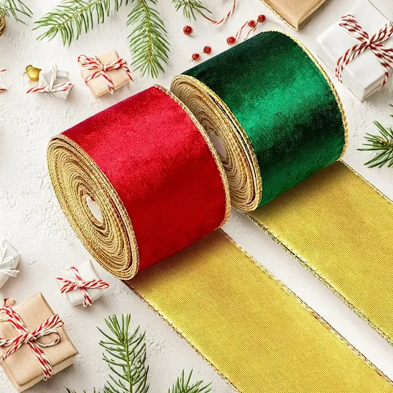 Christmas Decorations Gold Bottom Swallow Velvet Ribbon Foil Edge Colorful  Bunting Christmas Tree Decoration European Style Polyester - Nihaojewelry  Australia