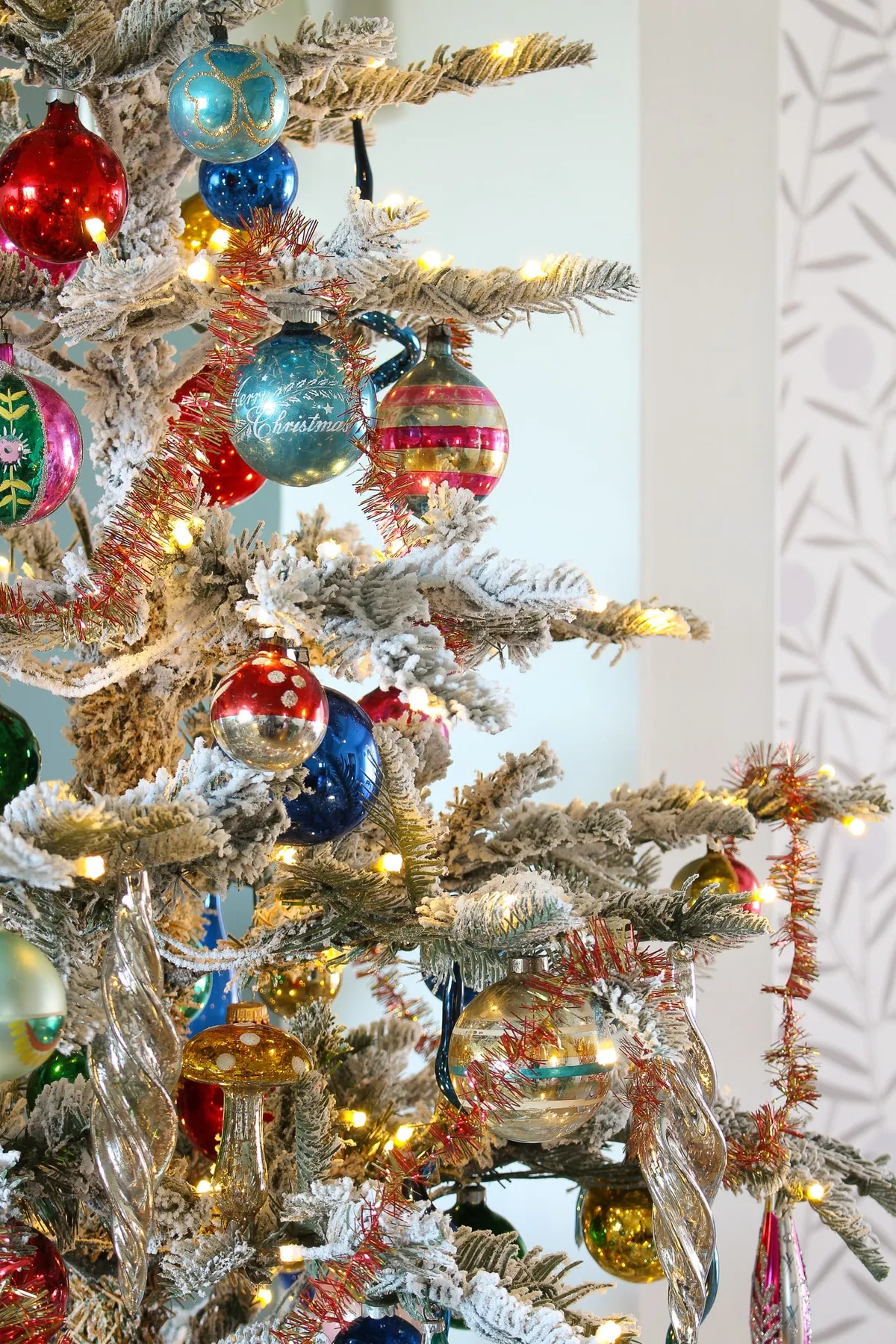 Christmas Decorations Vintage Flocked Ornaments How To Style A Cozy And Elegant  Blue And White Flocked