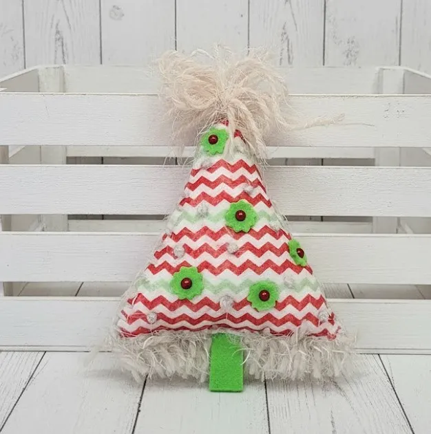 Christmas felt tree ornament - red and green pattern [o15] - $12.00 :  Christine's Boutique