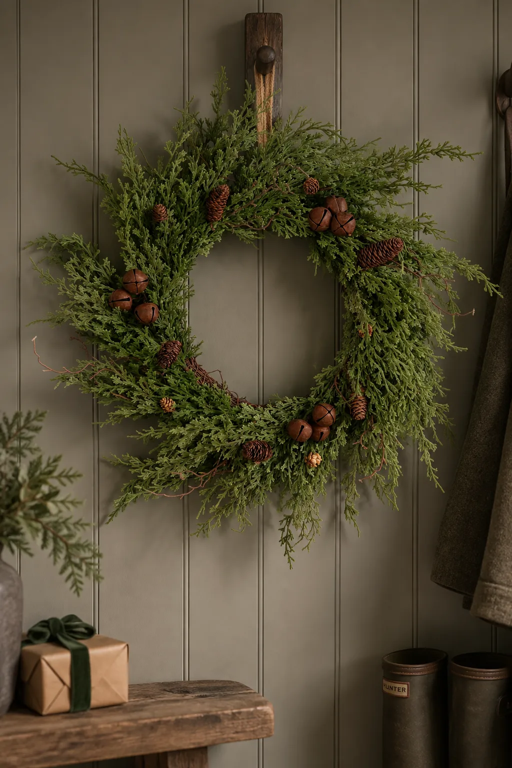 Christmas Greenery Pine Swag Wreaths Garlands Plants Faux Christmas Wreaths Garlands Realistic Festive Greenery Ivy Grey Interiors