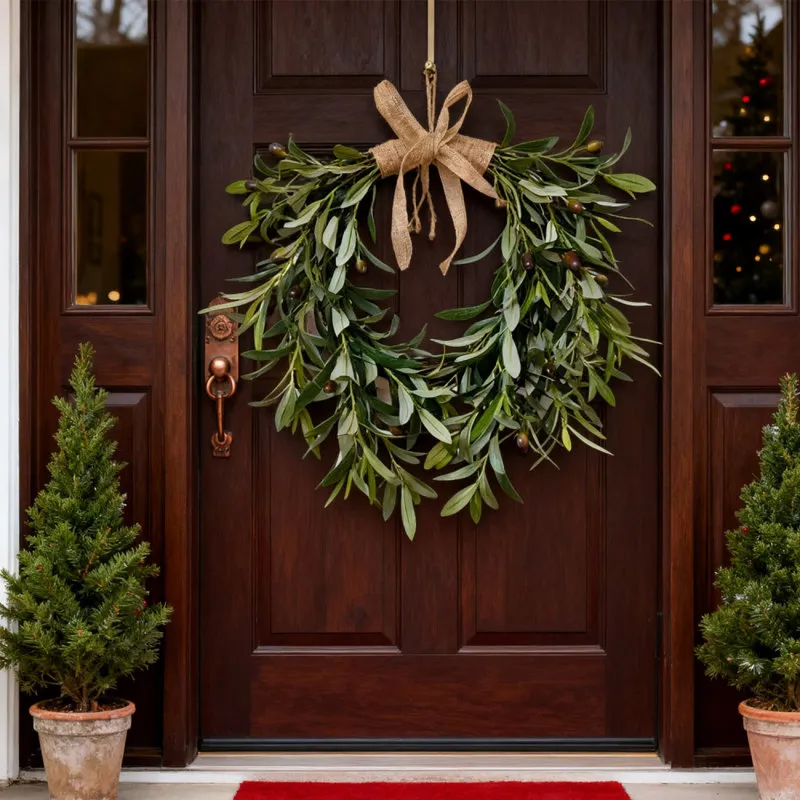 Christmas Greenery Pine Swag Wreaths Garlands Plants Faux Christmas Wreaths Garlands Realistic Festive Greenery Ivy Grey