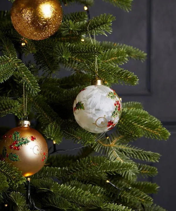 Christmas Holly and Berry Glass Bauble | Liberty