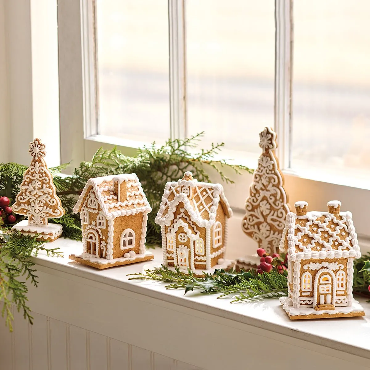 Christmas Illuminated Gingerbread House Lighted Gingerbread House Tree Set  – Monticello Shop