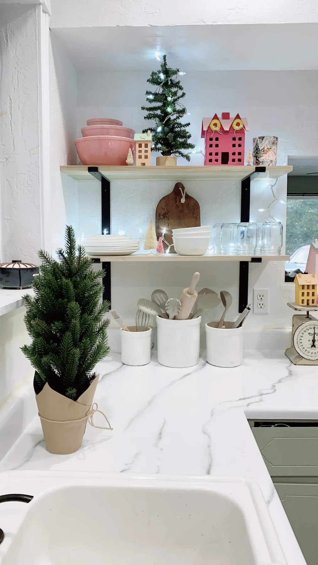 Christmas Kitchen Open Shelves Decorations - Lolly Jane