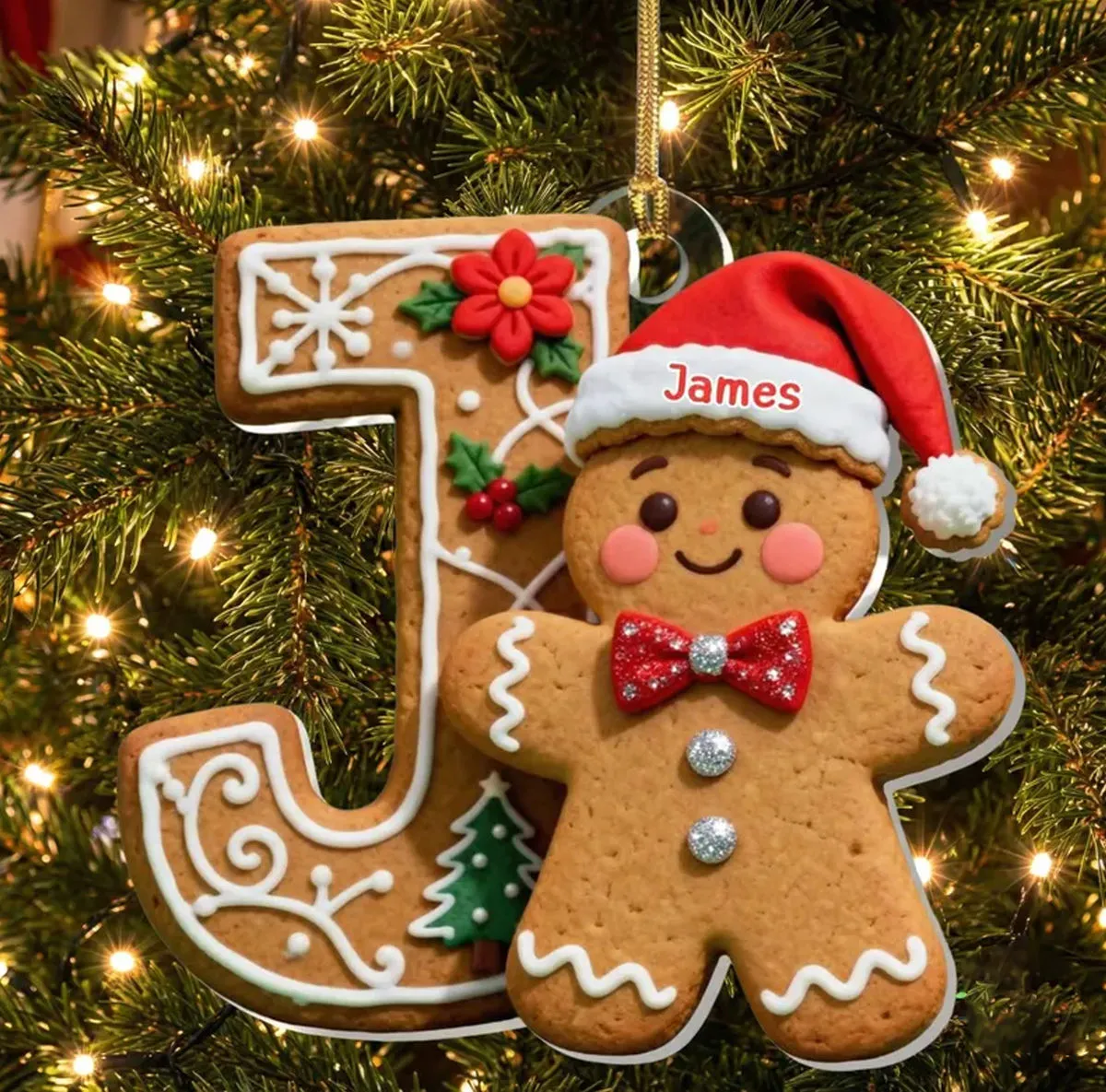 Christmas Ornament - Personalized Gingerbread Alphabet Ornament, Custom  Name Christmas Letter Gift - Personalized acrylic ornament 3sz