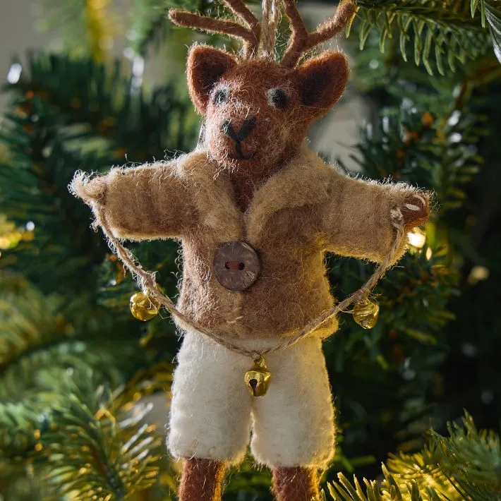 Christmas Ornament Pottery Barn Gold Deer Felt Reindeer Ornament