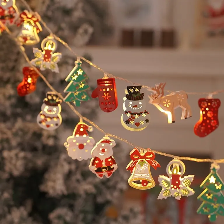Christmas Santa Lights,String Light Snowman Elk Tree LED Light String,4.9FT 10LED Mini Christmas String Lights Indoor USB & Battery Powered Remote Timer Fairy Decorative Light Xmas Bedroom Party - W