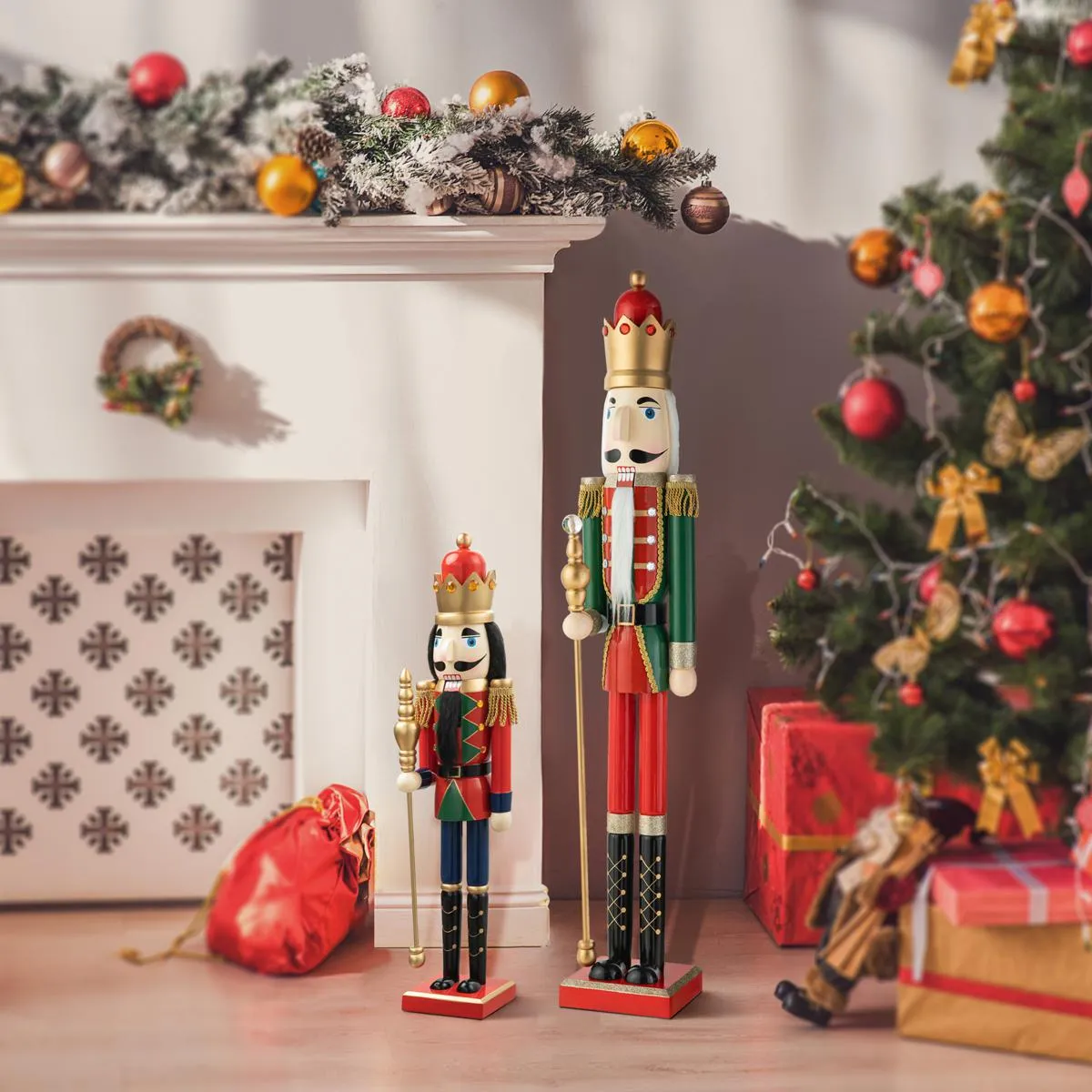 Christmas Santa Nut Cracker Glitzhome 24' Wooden Christmas King Nutcracker  HSN