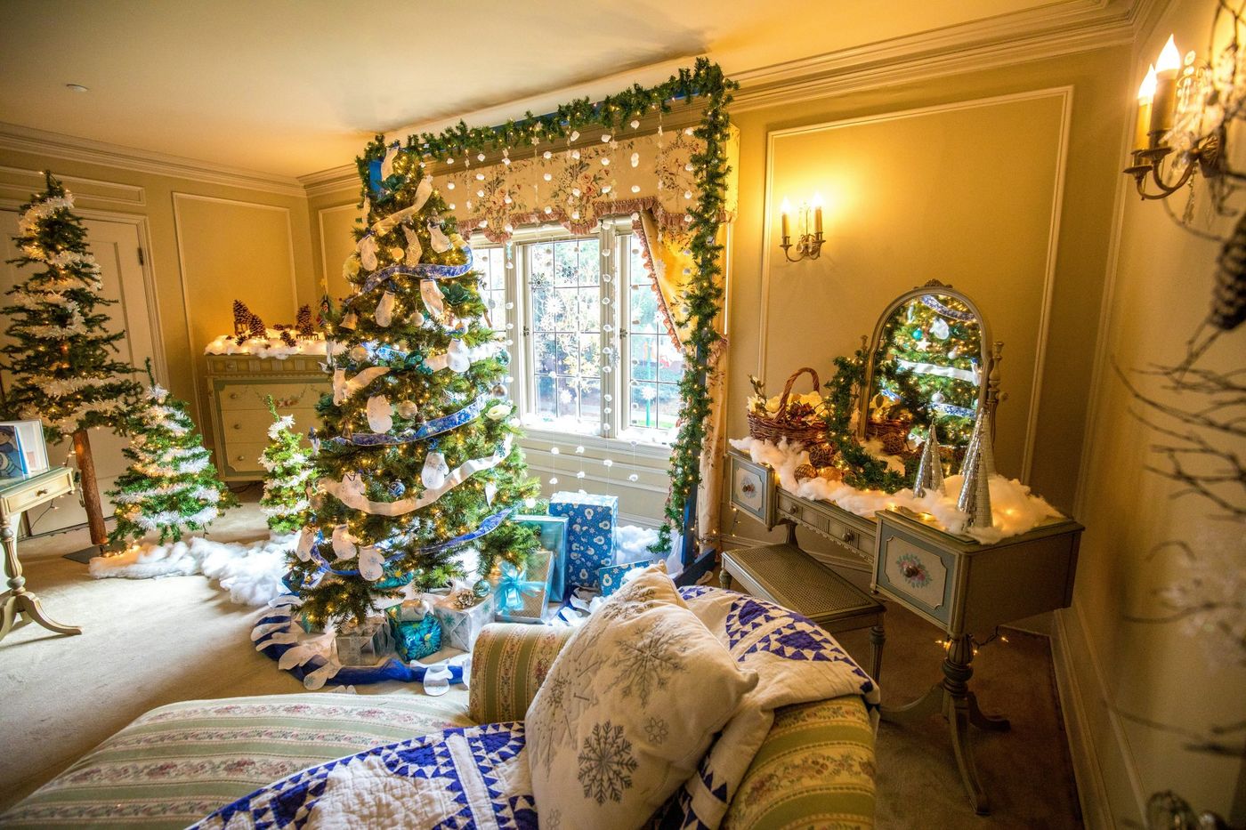 christmas tree and dressing table