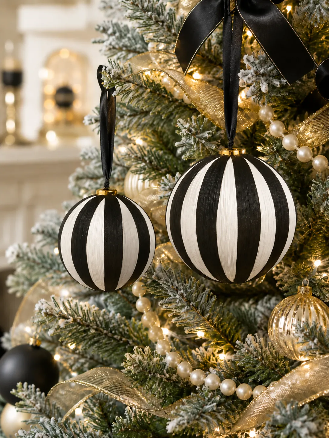 Christmas Tree Decorations Stripe Ornament Raz Or 5' Black And White Striped Yarn Ball Christmas Ornament| Raz Imports Raz Christmas Christmas Ornament Unique Christmas Ornament