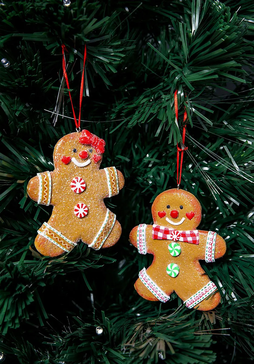 Christmas Tree Hanging Decorations Traditional Gingerbread Cookie Couple  Man & Lady