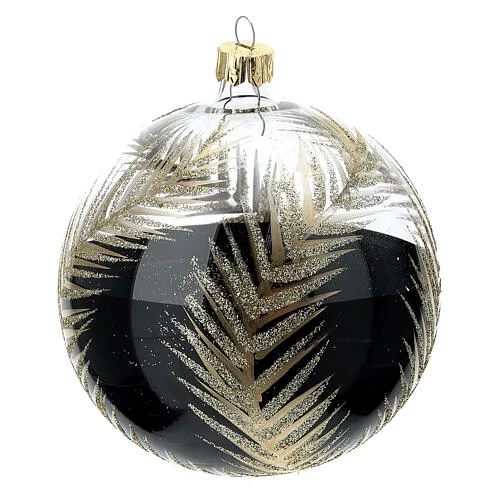 Christmas tree ornament palm fronds black gold blown glass 100 mm | online  sales on HOLYART.com