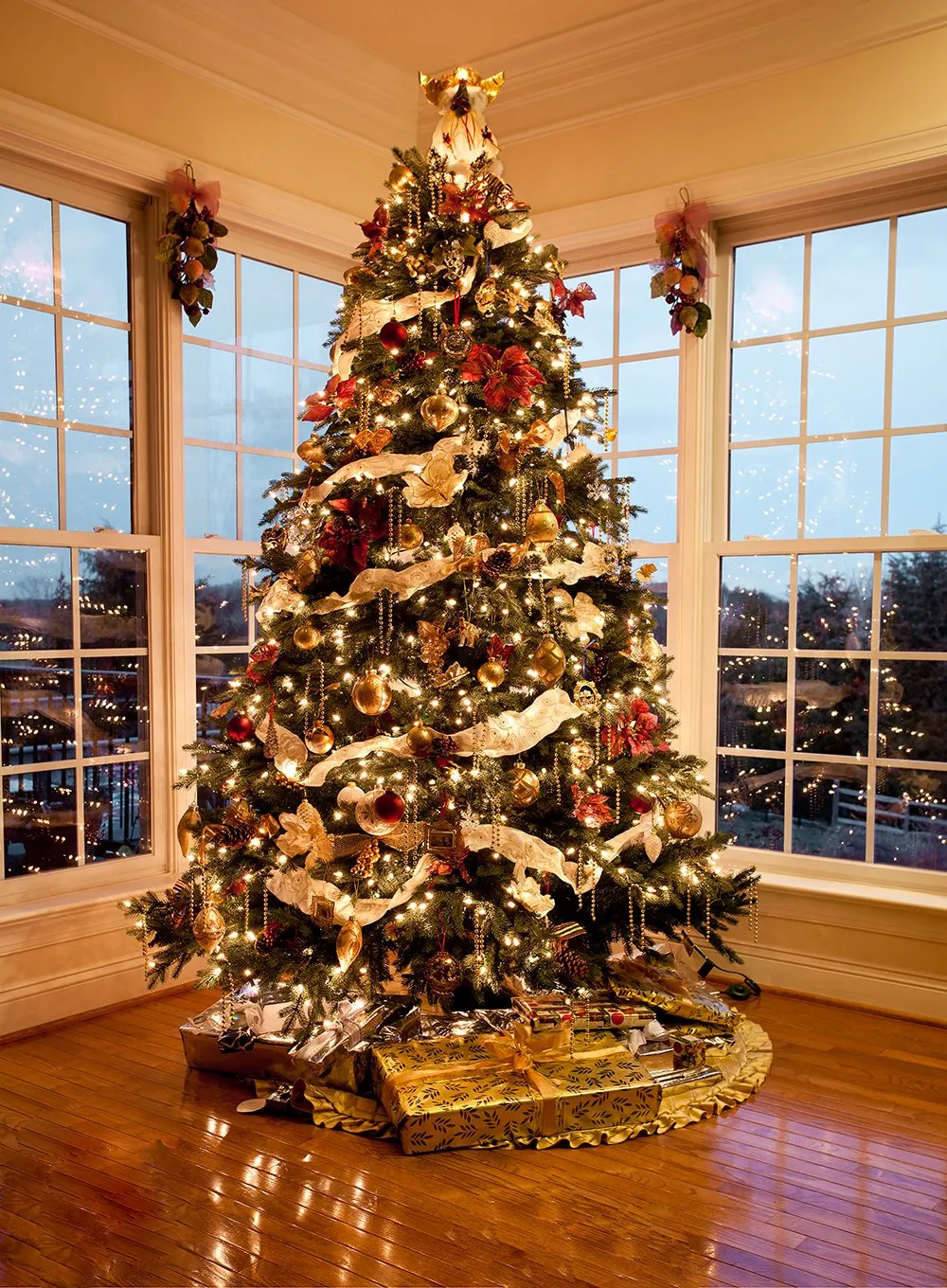 Christmas Tree Room Decoration Window Backdrop DBD-P19198, 3'W*5'H(1*1.5m)