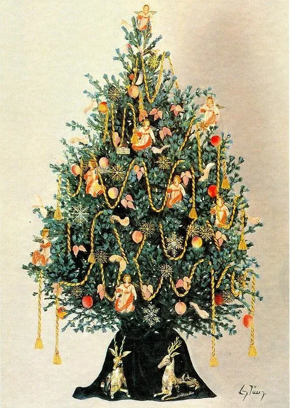 Christmas Tree (with 18th Century Williamsburg Design Ornaments) —  Williamsburg Art Gallery