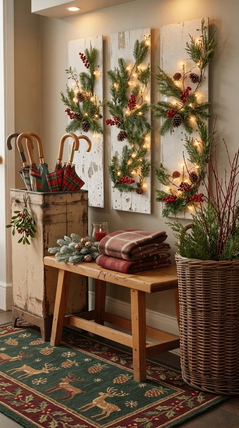 Christmas Wall Decor DIY: Lit Greenery Panels for Every Wall - Upcycled Decor