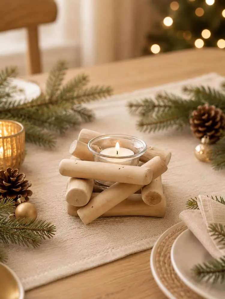 Cirelle 1Pc Stacked Rod Tealight Candle Holder, Modern Aesthetic Tabletop Decor, Unique Dining Table Decor, Minimalist Tabletop Decor, Cottage Home Decor,For Apartment Living Room Entryway - Product