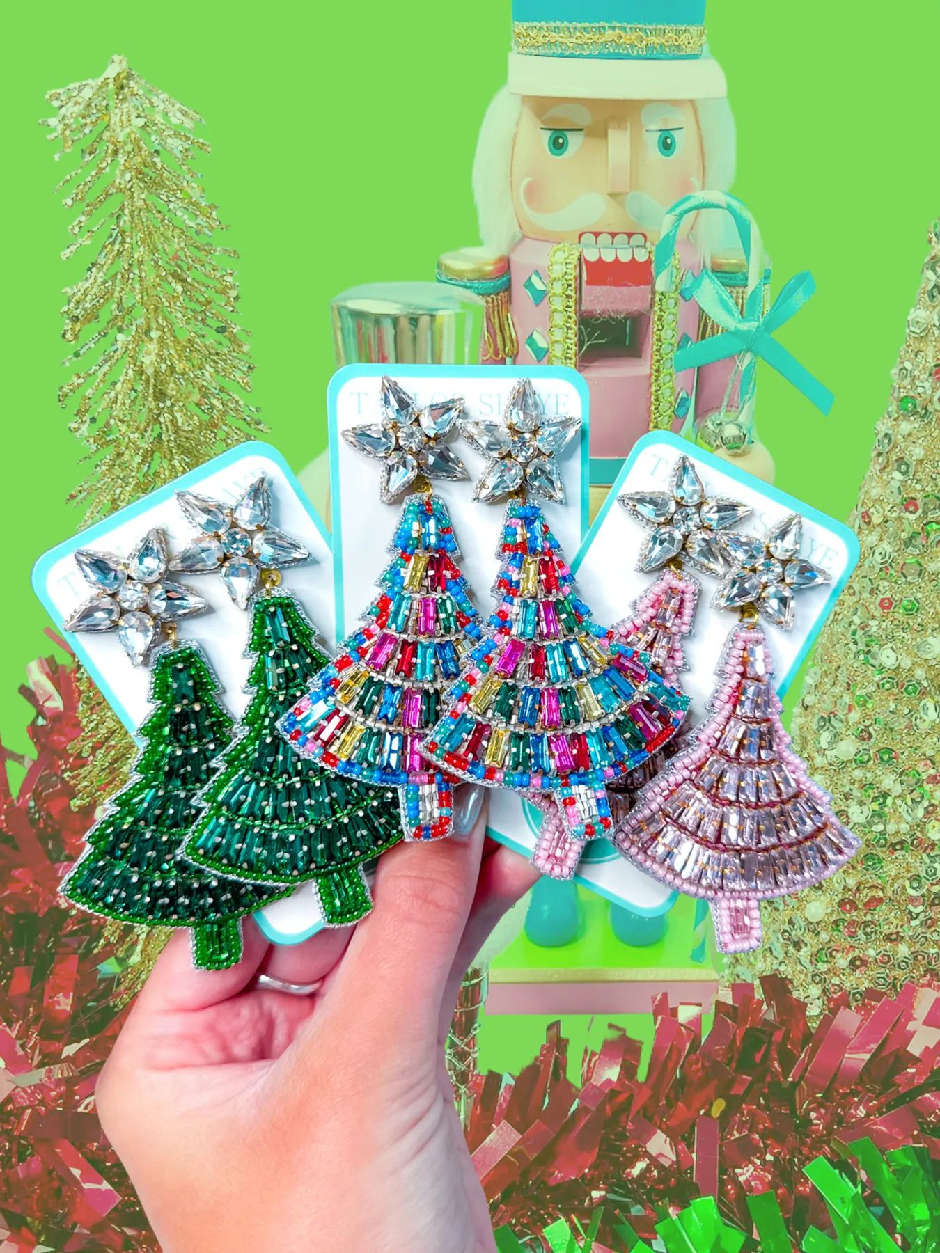 Colorful Beaded Crystal Christmas Tree Green | Shop Online @ Taylor Shaye Designs - Fast US Shipping