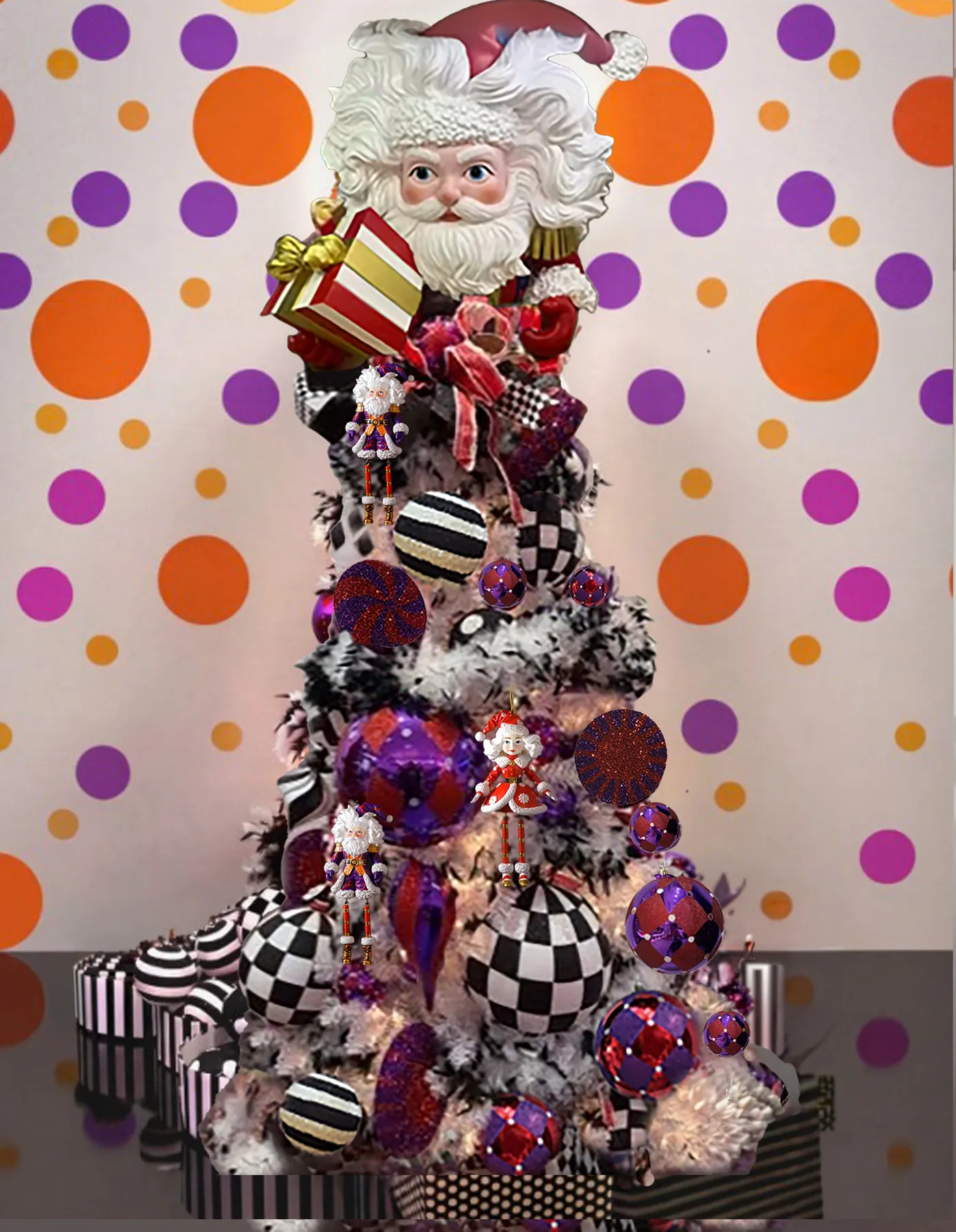 Cool Santa Purple Black and White Custom Tree - Platinum – Murp Studios Inc