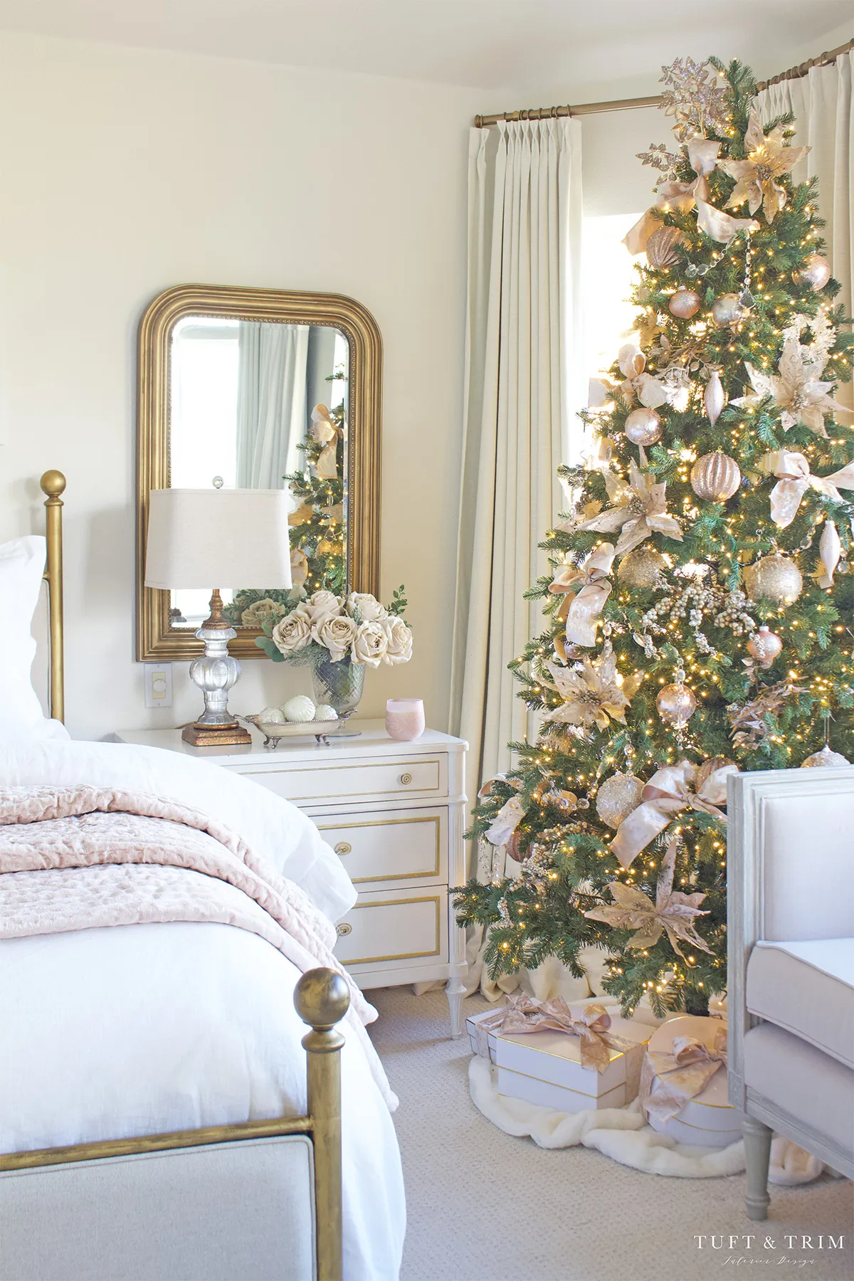 Cozy Blush Holiday Bedroom - Tuft & Trim
