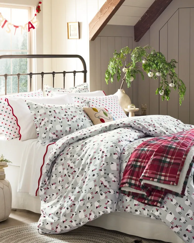 Cozy Sheep Organic-Cotton Flannel Duvet Cover | Garnet Hill