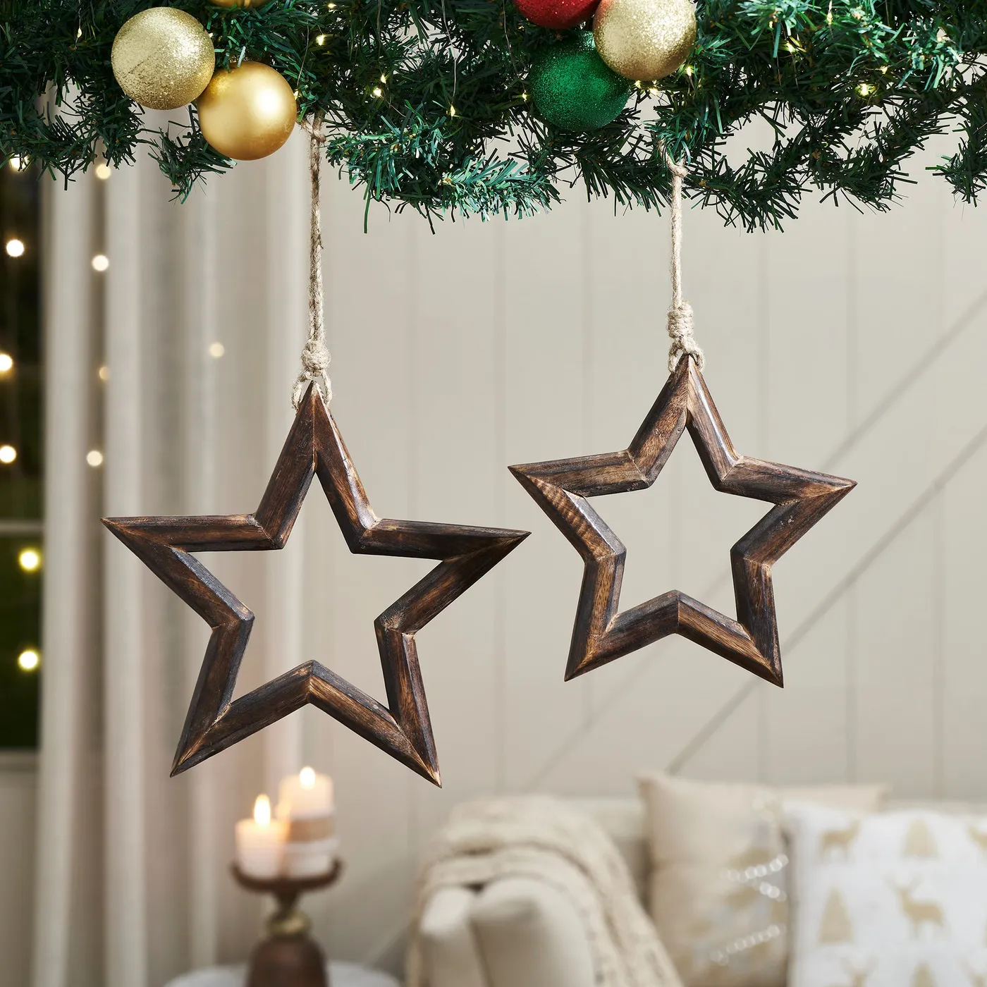 Dark Wooden Star Ornament Set of 2 - 8/9.75 inch – VHC Brands Home Decor