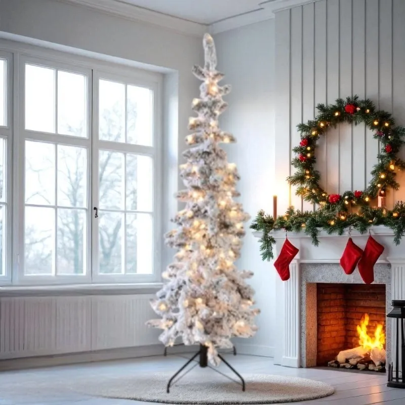 Decor Unbranded White Christmas Trees Lit Plain Flocked Tree Granite Belt  Christmas Farm
