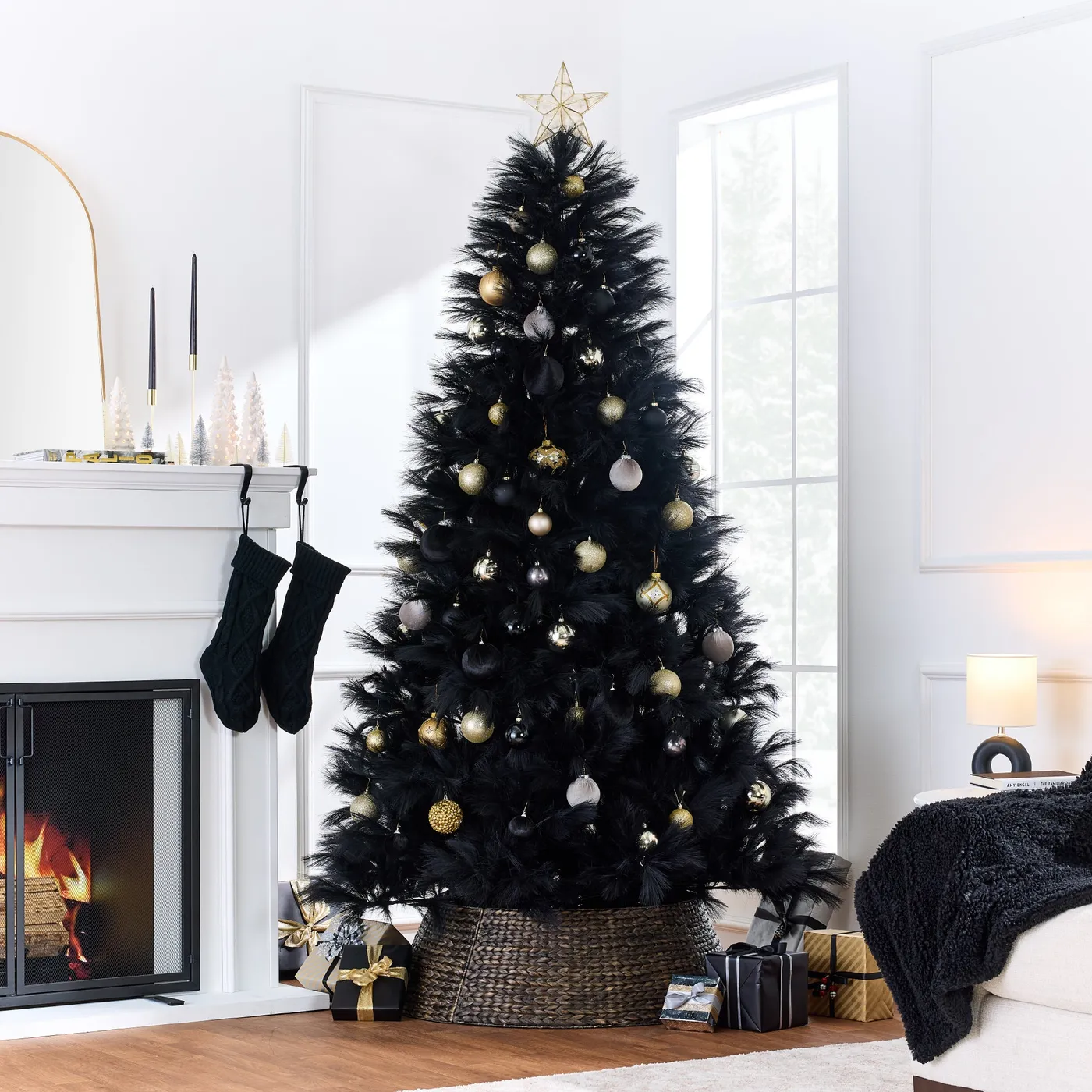 Decorating a Glamorous Black White and Gold Christmas Tree Black Christmas  Tree