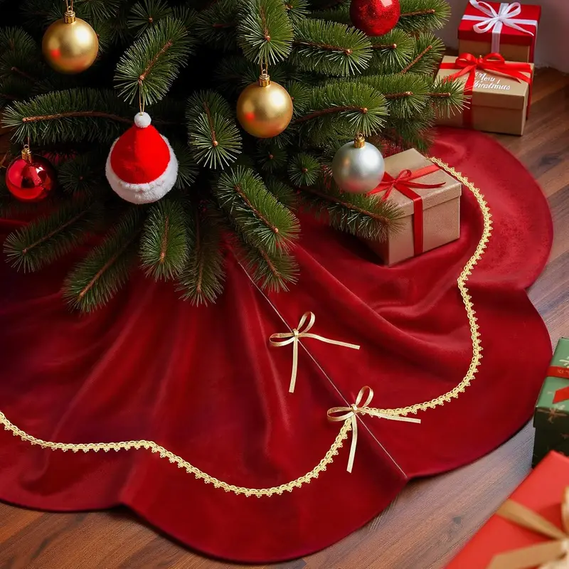Decoration Easter Tree Skirt 35inch Large Christmas Tree Skirt Easter Red  Velvet Tree Temu South Africa