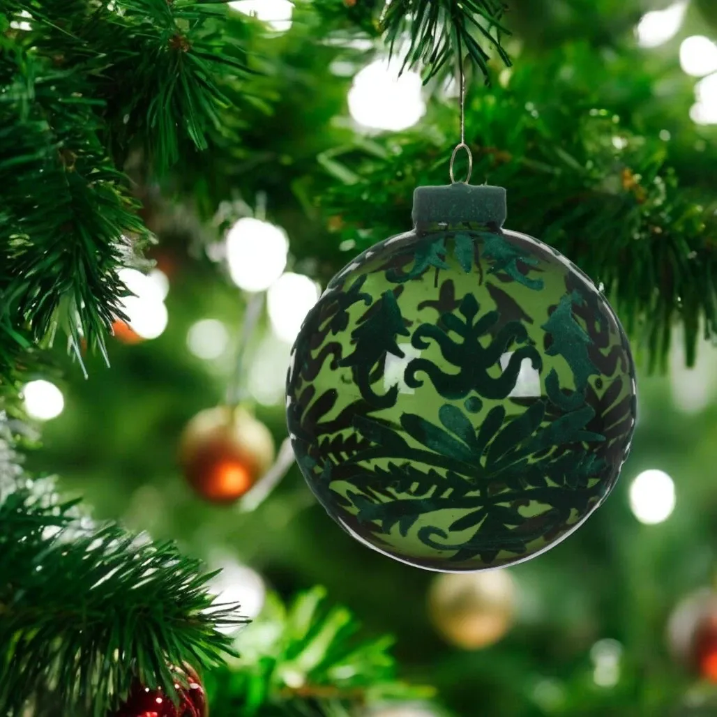 Decoris Elegant Velvet Green Ornament Set of 3
