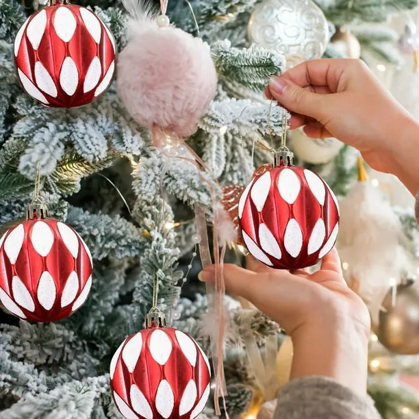 DefiDgd 6pcs 2.36inch Christmas Ball Ornaments Set,Christmas Tree Hanging Decorations,Glittering Shatterproof Balls for Xmas Tree, Holiday Party Decor(A) - Walmart.com