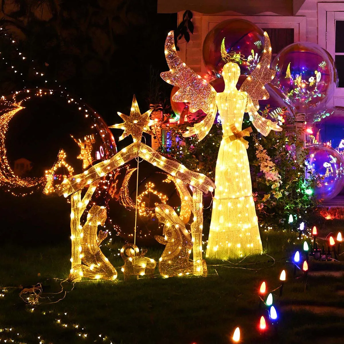 DIY 5.6ft Outdoor Angel with Lights Decorations for Christmas