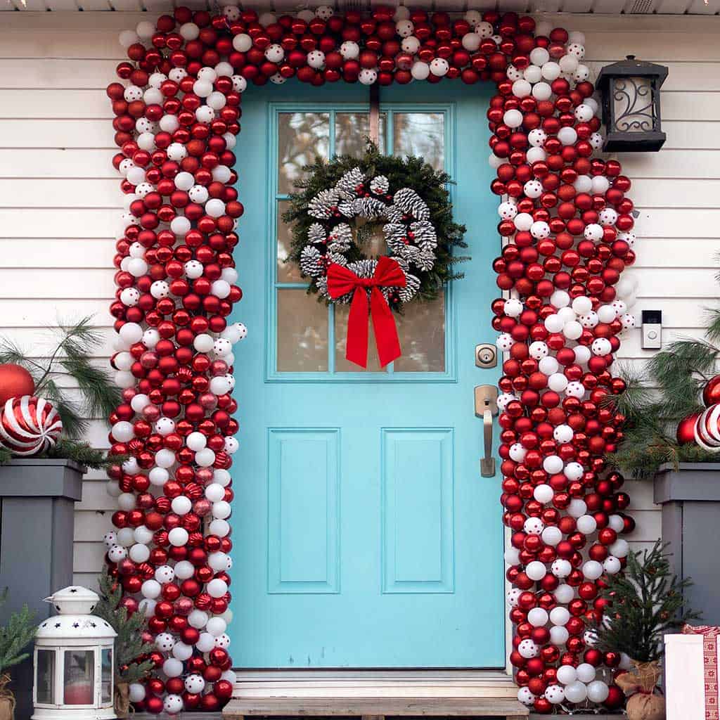 DIY Outdoor Christmas Ornament Arch for Doors -