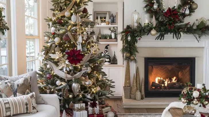 Download Cozy Christmas Decor Image - Christmas, Cozy, Fireplace | StockCake