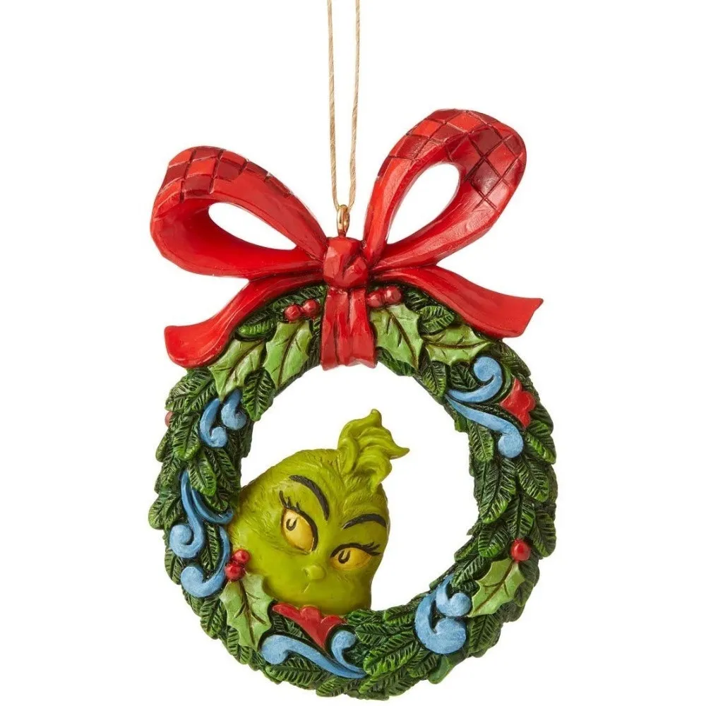 Dr Seuss The Grinch with Wreath Hanging Ornament - 8.5cm - Christmas Elves  Shop