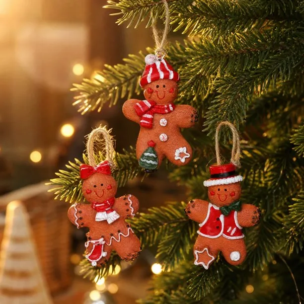 Dvkptbk Christmas Decorations Cute Resin Gingerbread Man Ornament Includes  Jute Hanging Cord Suitable for Decorating Christmas Trees and Wreaths